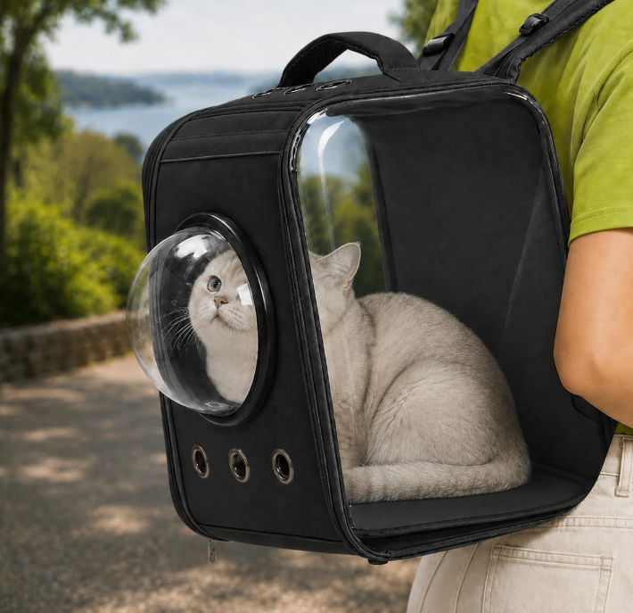 Foldable Pet Backpack with Acrylic Window & Escape-Proof Design