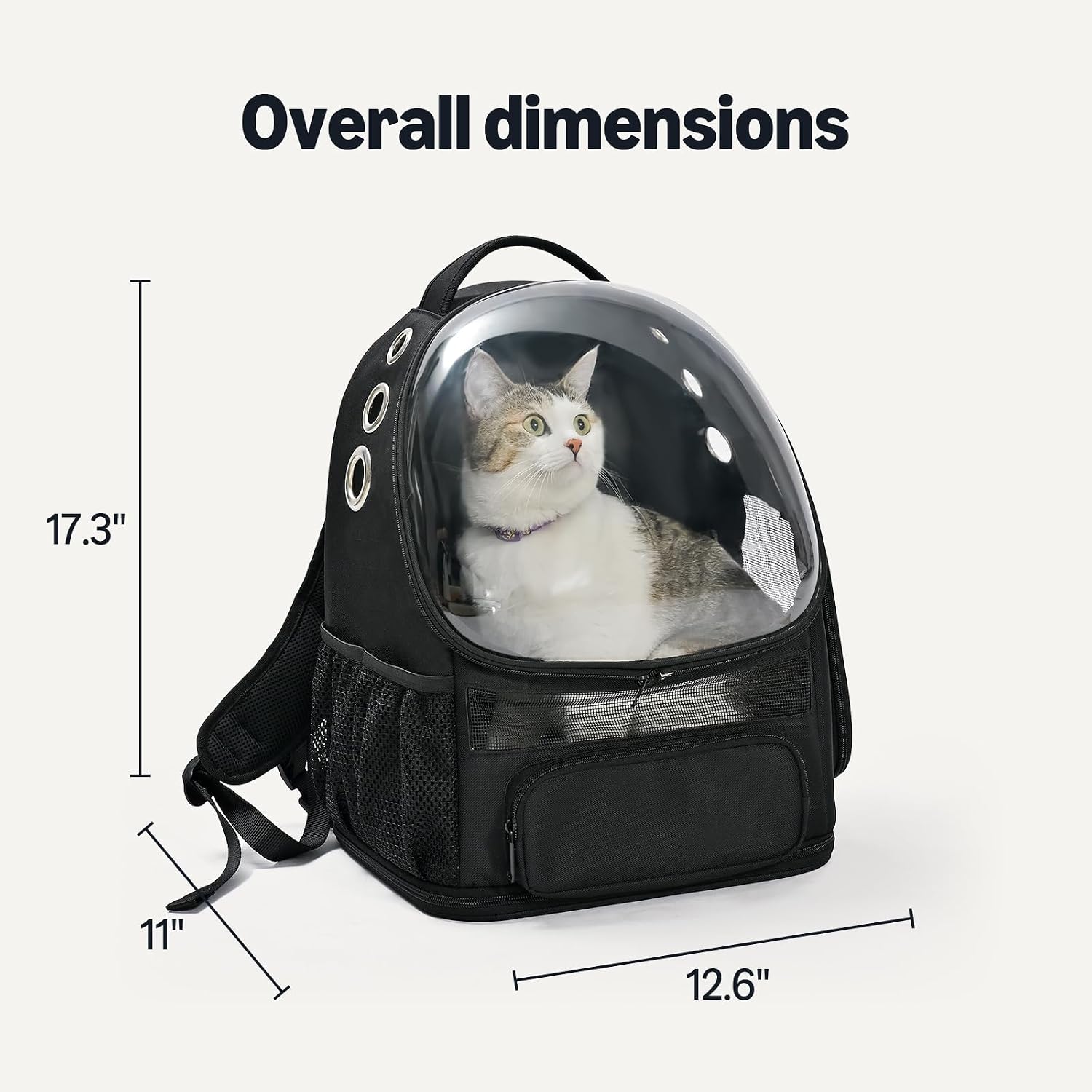 Foldable Pet Backpack With Transparent Hemispherical Window