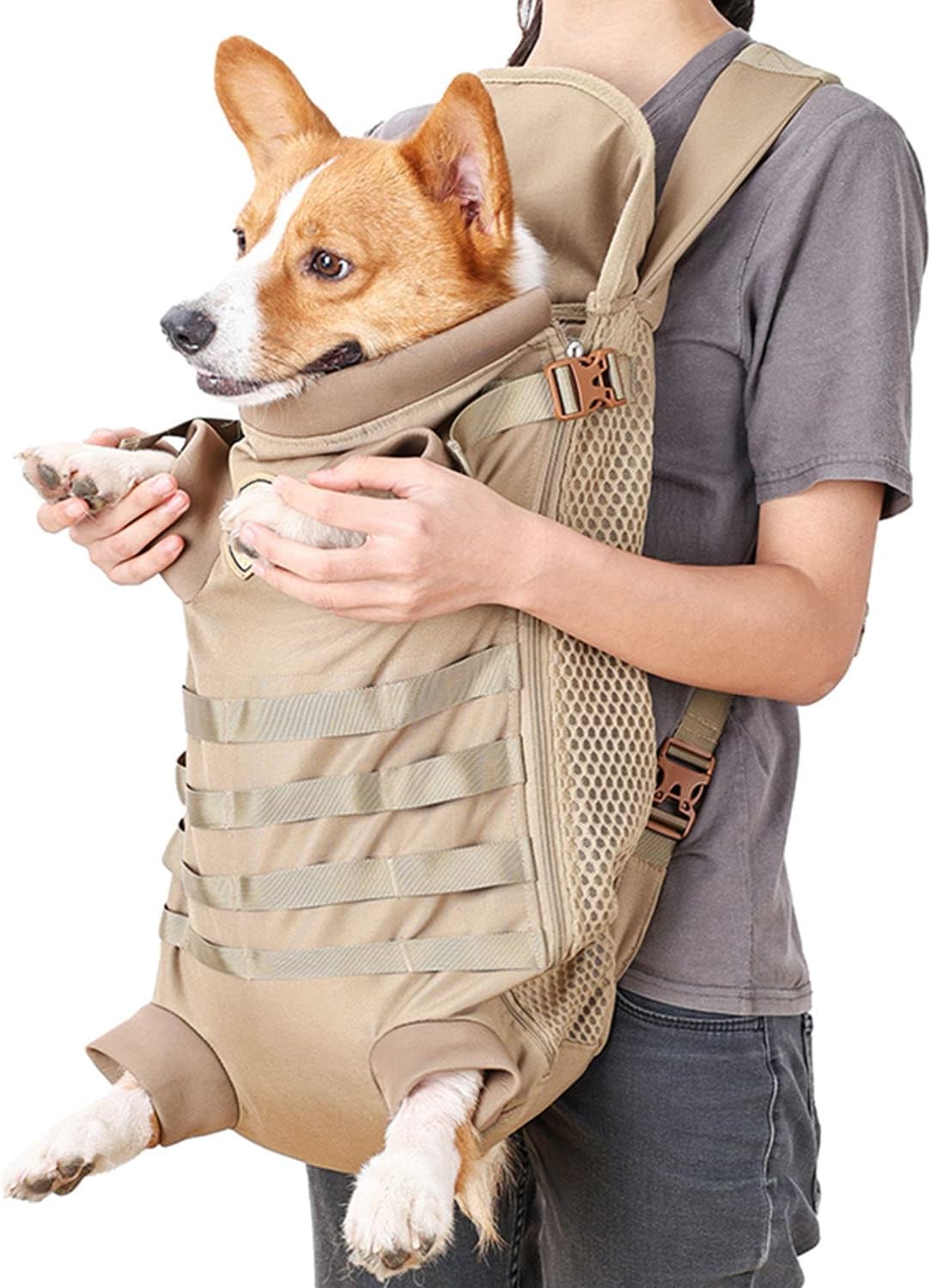 Tactical-Style Front/Back Convertible Pet Backpack (Leg-Out Design)