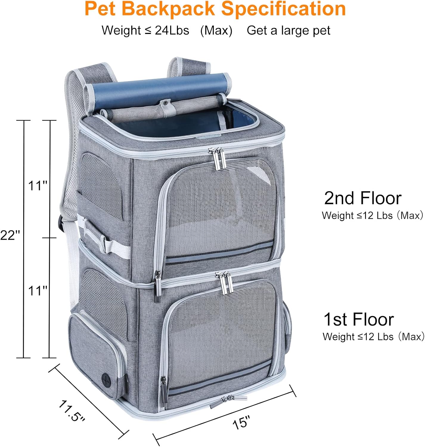 Dual-Compartment Backpack For Carrying Two Pets